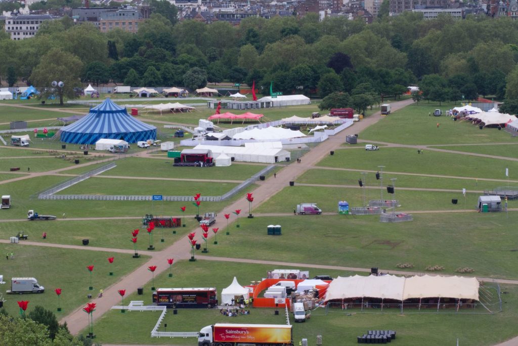 A stretch tent structure at a corporate event