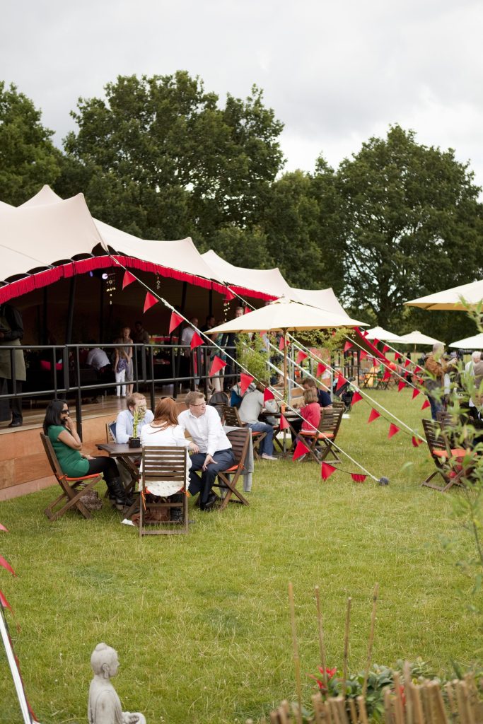 A stretch tent structure at a festival