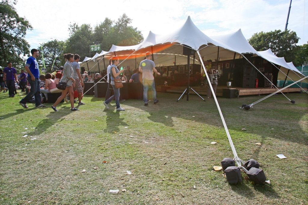 A stretch tent structure at a festival