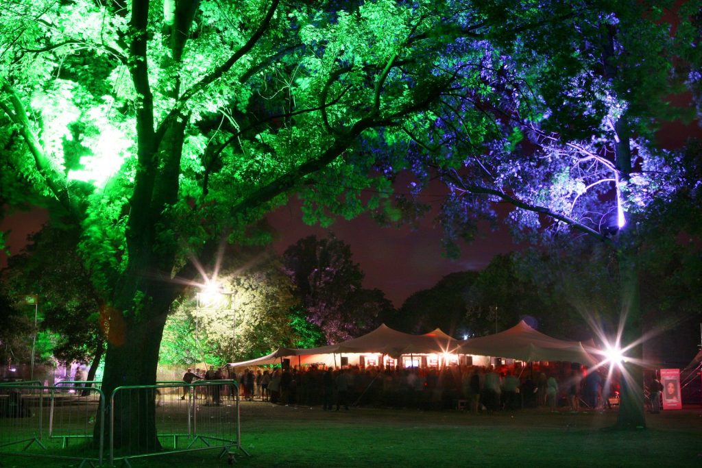 A stretch tent structure at a festival