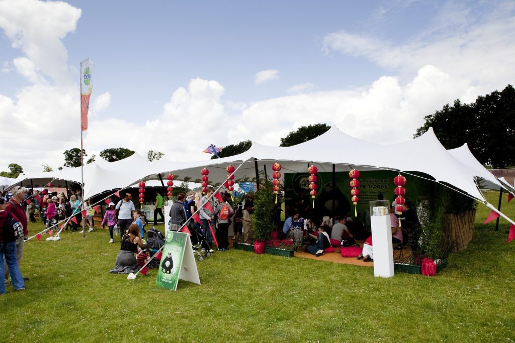 A stretch tent structure at a festival